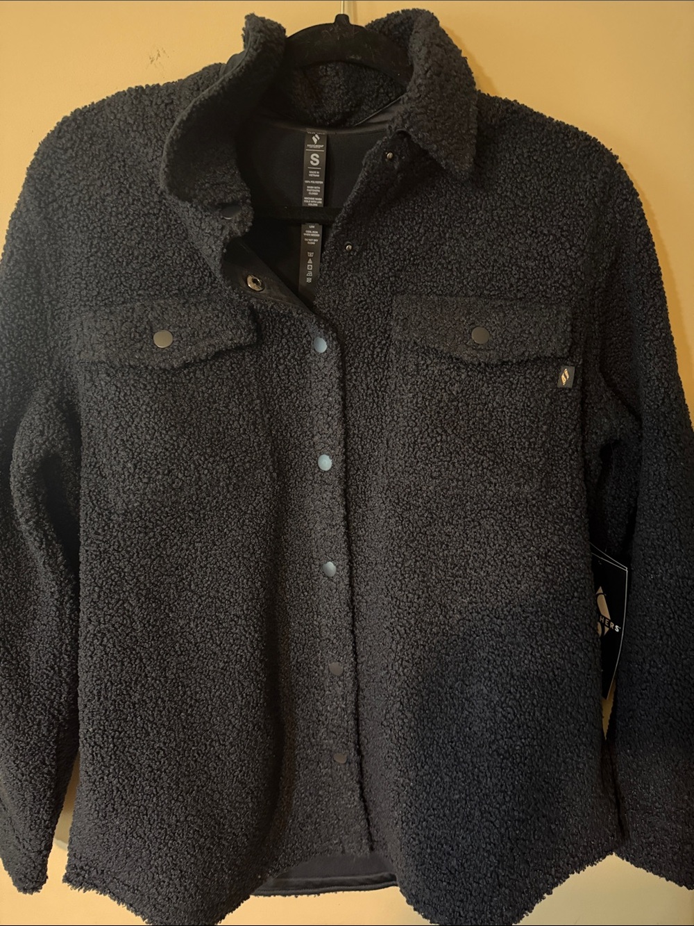 Skechers Women's Black Teddy Sherpa Snap-Front Jacket
